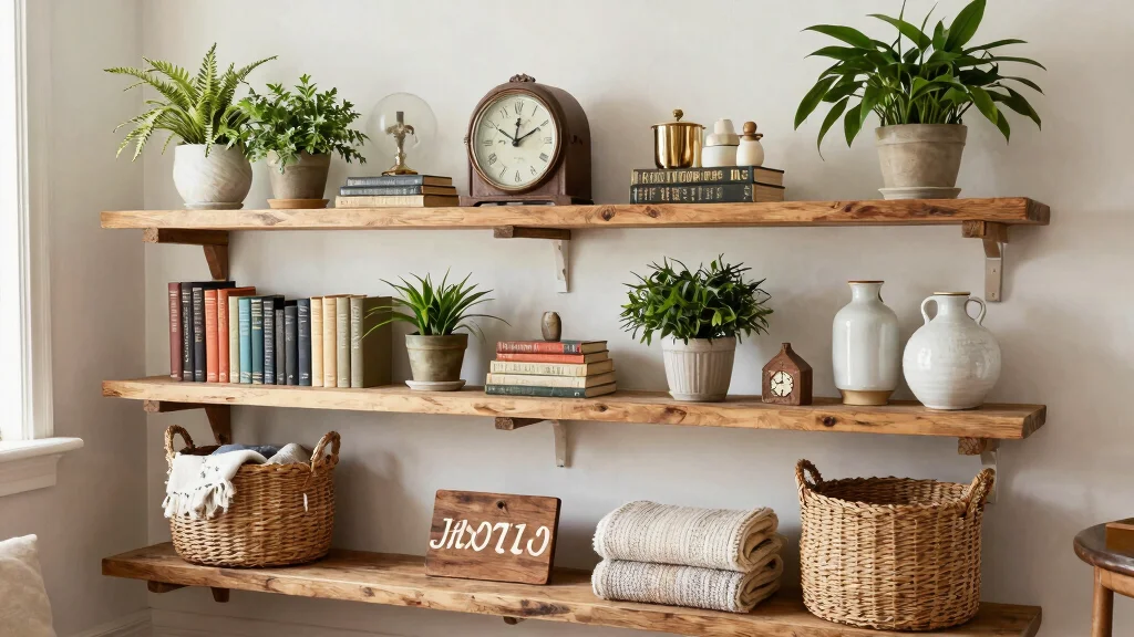 8 Farmhouse Living Room Shelf and Built-In Styling Ideas